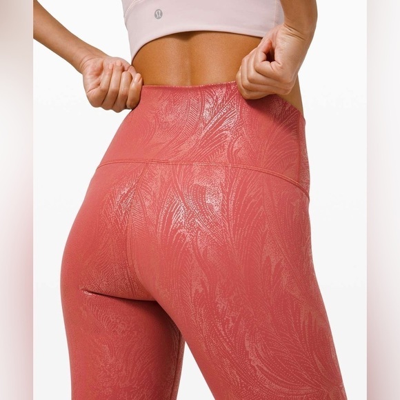 Lululemon Wunder Under Tight 28" Shine Acclimatize Soft Cranberry Pink Foil - Picture 5 of 13